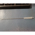 Single 175mm stainless steel straw cleaning brush with white bristles and hanging loop - Stainless Steel 20cm Bulk