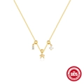 Minimalist S925 sterling silver necklace with bow, zircon drops and white pearl charm - Bow/Gold Ball/Pearl