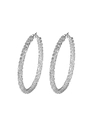 Sparkling silver hoop earrings with densely set clear crystals on a white background - 5cm / Silver 5cm Pave DTE-GG50S
