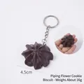Chocolate cream flower cookie keychain pendant with realistic 4.5cm spiral texture - Butter Flower Cookie / Keychain