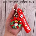 Christmas keychain with Santa Claus PVC wreath pendant and red silicone wristband strap - Christmas Wreath-3