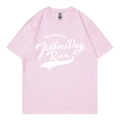 Pink oversized cotton T-shirt with white Philadelphia Fathers Day Run print - Pink 317