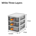 White 3-layer desk organizer with translucent gray drawers and orange handles, 17x17x13cm - Triple Layer / Snow White