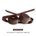 Brown velvet round ring jewelry gift box with a silk ribbon and luxury finish - Ring Box / 5.8x5.3cm / Coffee