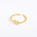 Gold plated stainless steel open ring featuring a 3D Pisces zodiac symbol design - Gemini