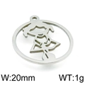 Ronde holle hanger 20mm van roestvrij staal met meisjesmotief, gewicht 1g voor sieraden - Meisje (KLJ4879-Z) / Staalkleur