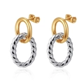 Modern gold and silver irregular geometric oval hoop earrings in stainless steel - Bi-color Gold Silver Round