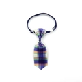 Adjustable purple and green plaid pet necktie accessory with elastic strap for dogs - 18-Purple Multi-color Plaid Necktie