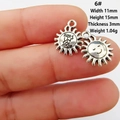 Pendentif soleil argenté pour création bijoux DIY, dimensions 11x15mm et motif soleil - Style 6 Soleil Sourire
