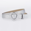 Sparkling silver glitter girls belt with heart-shaped pin buckle and star pattern - Silver Star