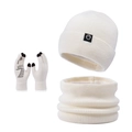 Set de invierno con gorro de punto crema, braga de cuello y guantes táctiles - Set de 3 piezas / crema