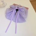 Pince à cheveux élégante lavande avec nœud en tulle plissé et rubans satinés - Nœud Pompon Violet (99#)