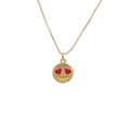 Fashionable gold-plated necklace with zircon-studded heart-eyed smiley face pendant - Gold Heart Eyes Smile