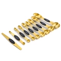 8-piece set of gold magnetic stainless steel measuring spoons with black non-slip handles - Rose Gold Double-Ended Measuring Spoons And Leveler (Rose Gold 9-Piece Set)