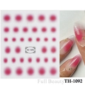 Adhesive nail stickers with pink gradient blush design and gold snake accent pattern - TH-1092 (Pink Gradient Color Blocks)