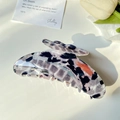Large semi-circle hair claw clip with colorful ink splash pattern on white base - Ink Painting 11CM