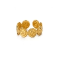 Adjustable golden stainless steel ring featuring retro sun face and moon engravings - Vintage Face Relief Style (JZ6287G) / Gold