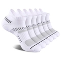6-pack of white athletic ankle socks with gray reinforced padding and breathable mesh - Free Size 39-47 / White