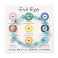 Μπλε βραχιόλι με χάντρες Evil Eye, χρυσές χάντρες CCB και γαλάζια κρυστάλλινα γούρια - Ουρανί (Με κάρτα σημασίας)