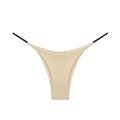 Minimalist beige low waist bikini underwear with double thin black side straps - Apricot