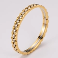 Bracciale bicolore in oro 18 carati e argento con motivo a ingranaggi e finitura lucida - Oro/Acciaio