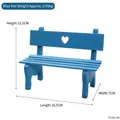 Miniature blue wooden park bench with heart cutout, dimensions 16.5x7x12.5cm - Blue Heart Chair