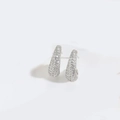 Elegante zilveren druppeloorbellen met micro-pave kristallen en gepolijste finish - Smalle Waterdruppel (Zilver)