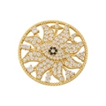 Vue macro du pendentif tournesol plaqué or 18 carats avec zircons et bord tissé - VD1353 Rond Doré