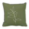 Modern square cushion in dark green with minimalist white leaf line art pattern - 45cm Cushion Cover / 2310-7/Dark Green White Line Leaves