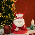 Knitted Christmas Santa gift bag with drawstring closure and red carrying handle - Knitted Style Christmas Santa Bag