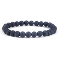 Pulsera elástica de cuentas de piedra natural negra mate de 6mm para mujer - Piedra mate