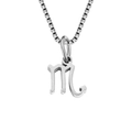 Minimalist stainless steel necklace with Scorpio zodiac pendant on a silver box chain - Scorpio / Steel