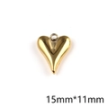 Macro detail of a 15mm by 11mm polished gold heart pendant with top loop - P00089G-Smooth Heart Charm 15x11