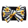 Elastic baby headband with a large black and white striped sunflower print bow - #7 Striped Sunflower