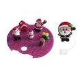 Pink glitter acrylic nameplate with miniature Christmas Santa and snowman for 40oz tumblers - 40OZ-Christmas Home Single Lid