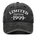 Vintage washed charcoal baseball cap featuring white Limited Edition 1999 embroidery - 1999