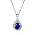 Collana in argento sterling S925 con pendente a goccia in zircone blu e cristalli - Argento 925 / Blu scuro