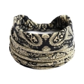 Boho Paisley Stretch-Stirnband in Schwarz und Beige für Yoga und Sportaktivitäten - Schwarz Paisleymuster (#95)