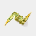 Leopard print wide woven shoulder strap in yellow and green with gold metal clips - 5cm x 70cm / Yellow Webbing with Gold Buckle