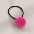 Cute pink pom pom hair tie with elastic black band for kids hair accessories - Rose Red