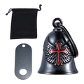 Campanello moto gotico in acciaio nero con croce rossa e custodia in velluto - Stile Ali di Croce in Smalto Nero