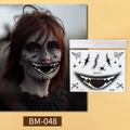 Halloween Horror Mund Tattoo Aufkleber BM-048 mit Spinnennetzen und Grusel-Elementen - Stil BM-048