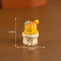 Miniature orange cactus figurine in a white smiling pot with 3.7cm height detail - No. 15 Expression Orange Yellow