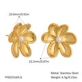 Goldene Kamelien-Ohrstecker mit weißer Perle aus langlebigem und edlem Edelstahl - Goldene Kamelienblüten Ohrstecker (YYE025169-G)