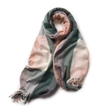Plaid tassel scarf in green, pink, gray, and white colorful dopamine checkered style - 182*68cm / Army Green
