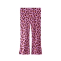 Girls purple leopard print flared ribbed knit leggings in a vibrant cotton pattern - 2T (Suggested Height 80-90cm)