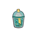 Cute mint green bubble tea enamel pin featuring a cartoon game controller design - Mint Green