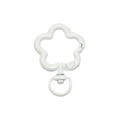 White flower shaped metal spring ring buckle with swivel D-ring for keychains and bags - Lacquer White