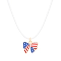 Detailed view of patriotic bow pendant with American flag pattern and blue stars - Bowknot Style (N-128)