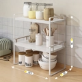 Double-tier white metal kitchen countertop storage rack with wooden shelves 30.7x20x36cm - 30cm 2-Tier White Frame + White Board